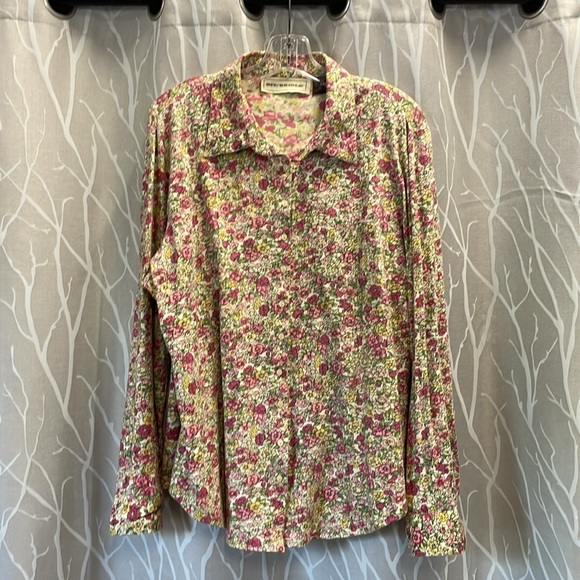 Bit & Bridle Floral Blouse with Pink and Yellow Accents size 1X long sleeve - Picture 1 of 4